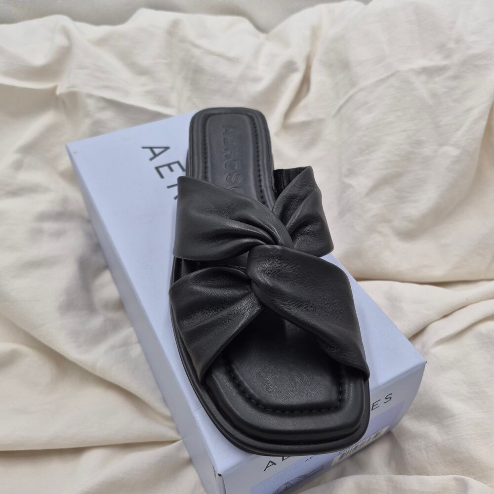 NEW Aerosoles Women's Brady Slide slip-on Sandals black leather SIZE 7.5M